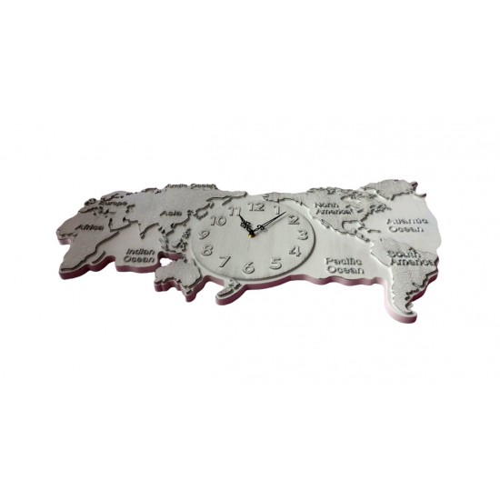 Ceas de perete in forma de harta,78 cm, Alb, RC8456AB-1