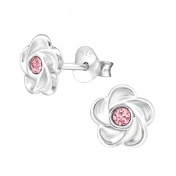 Cercei argint, Floare  cu cristale Swarovski Light Rose, A4S32771-2