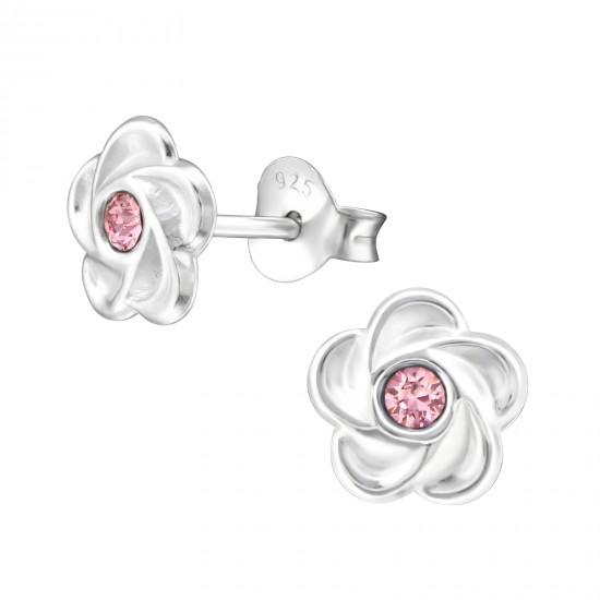 Cercei argint, Floare  cu cristale Swarovski Light Rose, A4S32771-2