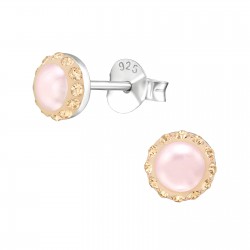 Cercei argint, Rotund cu cristale Swarovski Rose, A4S39427