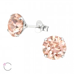 Cercei argint, Runda cu cristale Swarovski Vintage Rose, A4S29477