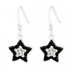 Cercei argint, Stea cu cristale, Black, A4S9667 Cercei argint, Stea cu cristale, Black, A4S9667