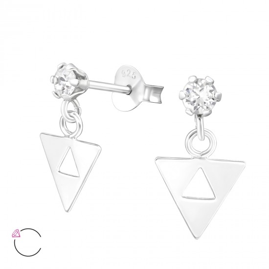 Cercei argint, Triunghi cu cristale Swarovski White, A4S37642