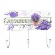 Cuier decorat cu flori, 3 agatatori, 1090E-2 Cuier decorat cu flori, 3 agatatori, 1090E-2