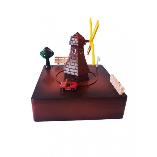 Cutie muzicala, cu cheita, Circuit in jurul Moarei de vant cu cheita, Maro, 15 cm, YL2023