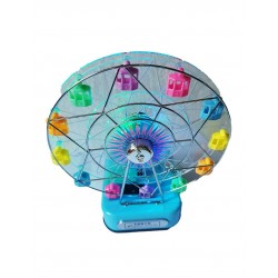 Cutie muzicala, cu cheita, Roata mare cu luminite si cheita, Albastru, 22 cm, MY6067