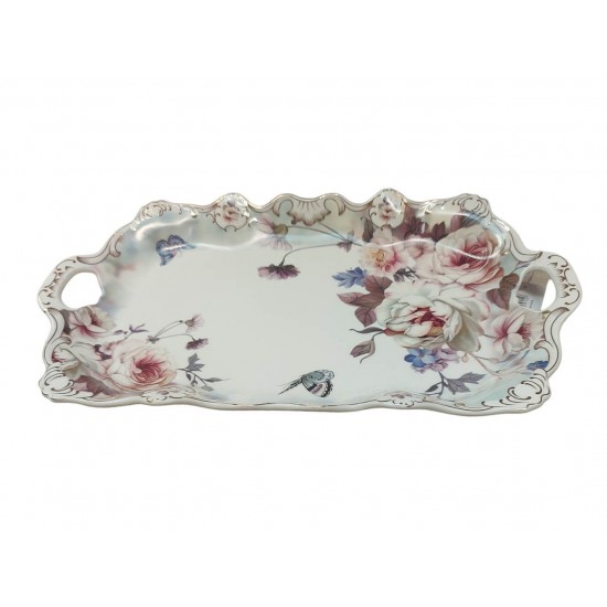 Fructiera platou cu flori, Roz, 42 cm, MK110 Fructiera platou cu flori, Roz, 42 cm, MK110