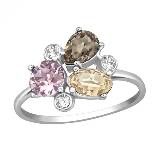 Inel argint, Geometric cu cristale Swarovski Multicolor, Marimea 52, A4S39504 Inel argint, Geometric cu cristale Swarovski Multicolor, Marimea 52, A4S39504