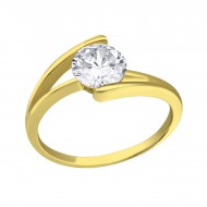 Inel argint placat cu aur 18K, Solitaire cu cristale Zirconiu, Marimea 57, A4S38315 Inel argint placat cu aur 18K, Solitaire cu cristale Zirconiu, Marimea 57, A4S38315