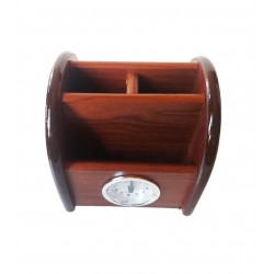 Ornament de birou cu ceas din lemn, Maro, 12 cm, 3561DX