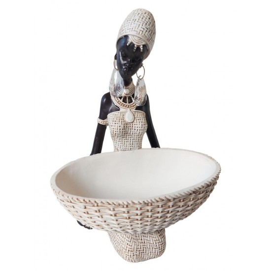 Ornament decorativ, Africana cu suport pentru bijuterii, Alb, 24 cm, 222301S Ornament decorativ, Africana cu suport pentru bijuterii, Alb, 24 cm, 222301S