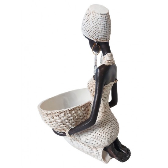 Ornament decorativ, Africana cu suport pentru bijuterii, Alb, 24 cm, 222301S Ornament decorativ, Africana cu suport pentru bijuterii, Alb, 24 cm, 222301S