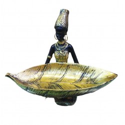 Ornament decorativ, Africana cu suport pentru bijuterii, Auriu, 19 cm, LY231907
