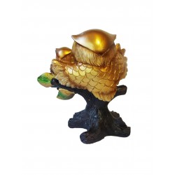 Statueta Decorativa, Bufnite pe creanga de copac, Auriu, 16 cm, GA21232-1