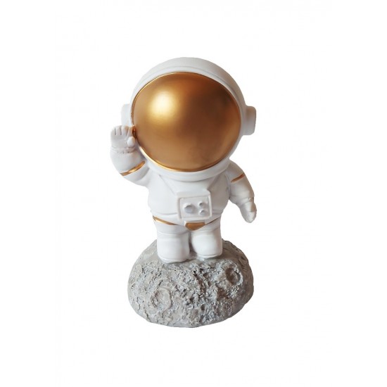 Statueta decorativa, Astronaut pe asteroid, Auriu, 11 cm, DY202-7B Statueta decorativa, Astronaut pe asteroid, Auriu, 11 cm, DY202-7B
