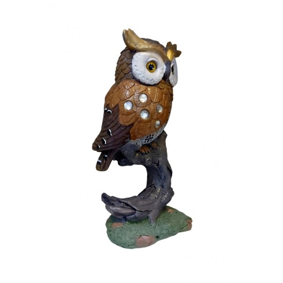 Statueta decorativa, Bufnita pe o creanga, Maro, 18 cm, W8330-1