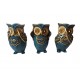 Statueta decorativa,Bufnite, Nu vad, Nu aud, Nu vorbesc, Albastru, 15 cm, 575KA