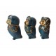 Statueta decorativa,Bufnite, Nu vad, Nu aud, Nu vorbesc, Albastru, 15 cm, 575KA