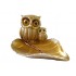 Statueta decorativa, Bufnite pe frunza,  Auriu, 21 cm, GA21075-2