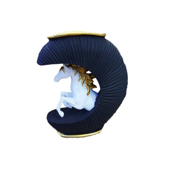Statueta decorativa Cal, Negru, 20 cm, 091407C