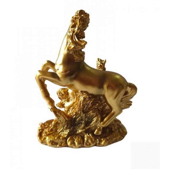 Statueta decorativa, Cal si manz,  Auriu, 13 cm, XQ202146