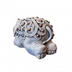 Statueta decorativa, Elefant cu perle, Gri, 14 cm, DVSAS072