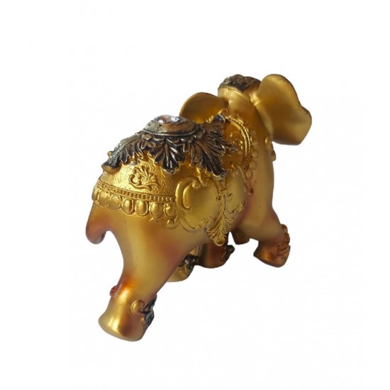 Statueta decorativa, Elefant cu pui, Auriu, 15 cm, XQ13009