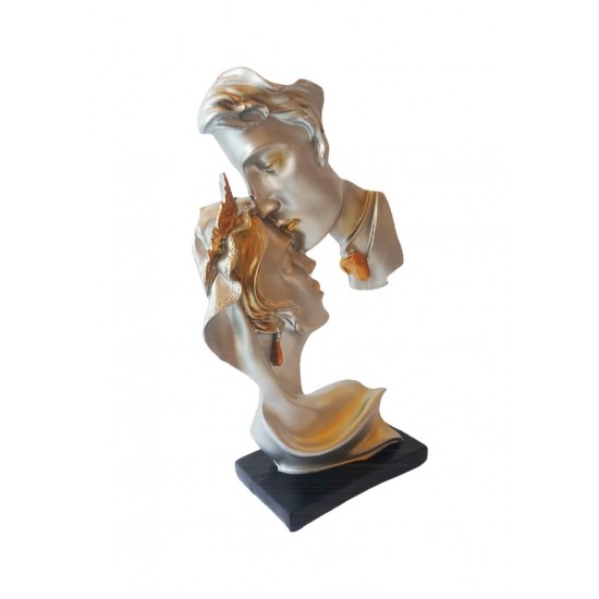 Statueta decorativa, Indragostiti, Argintiu, 25 cm, CQ5952