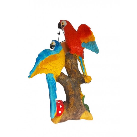 Statueta decorativa, Papagali pe creanga, Welcome, Portocaliu, 18 cm, 1025DD4-3