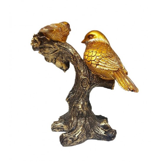 Statueta decorativa, Pasari pe creanga, Auriu, 18 cm, 1025DD3