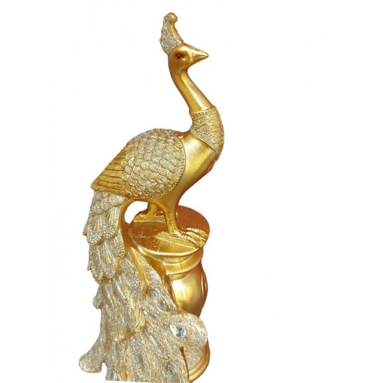 Statueta decorativa, Paun, Auriu, 33 cm, 11278-48