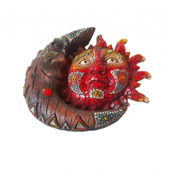 Statueta decorativa Soare si Luna, Rosu, 15 cm, 356326DX