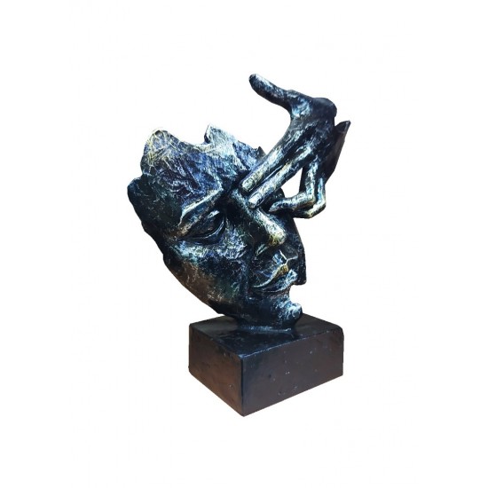 Statueta decorativa masca, Negru-Argintiu, 22 cm, 637CB-2