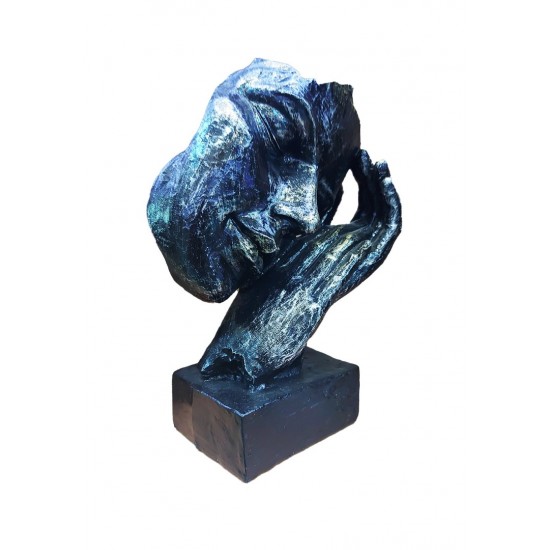 Statueta decorativa masca, Negru-Argintiu, 22 cm, 637CB-5