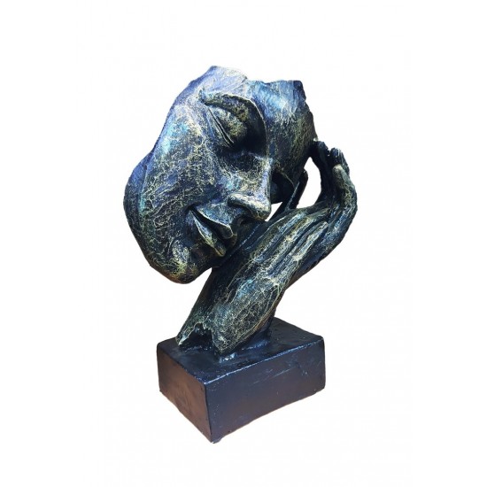 Statueta decorativa masca, Negru-Auriu, 22 cm, 637CB-4
