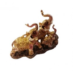 Statueta elefanti mama, tata si pui pe stanca, 29 cm, 33297JX