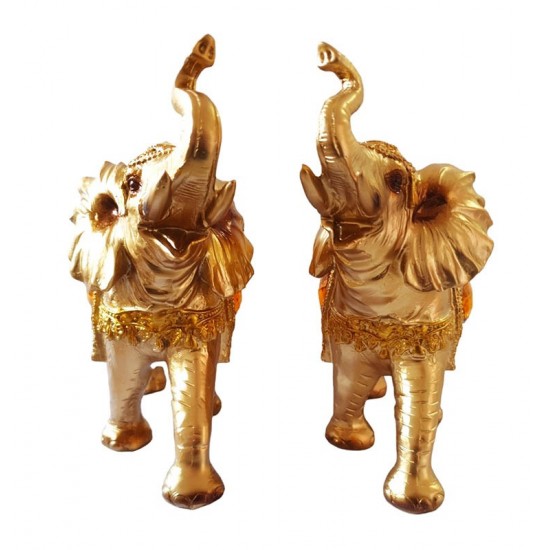 Statuete decorative, 2 Elefanti, Auriu, 21 cm, GXL023