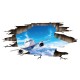 Sticker decorativ 3D, Gaura in perete, avion pe cer  115 cm, 97STK