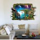 Sticker decorativ 3D, Gaura in perete spre lumea dinozaurilor  85 cm, 424STK