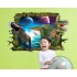 Sticker decorativ 3D, Gaura in perete spre lumea dinozaurilor  85 cm, 424STK