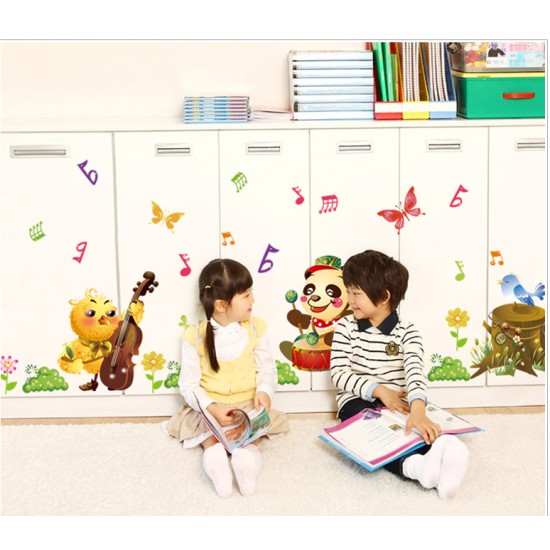 Sticker decorativ, Animalute cu instrumente muzicale 218 cm, 99STK