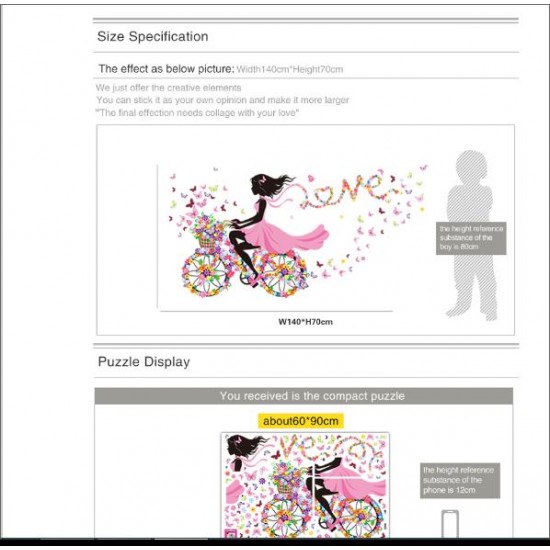 Sticker decorativ Biciclete inflorata cu fluturi colorati, 5STK Sticker decorativ Biciclete inflorata cu fluturi colorati, 5STK
