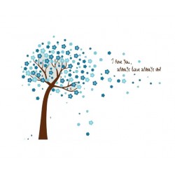 Sticker decorativ, Copacel cu flori albastre 150 cm, 107STK Sticker decorativ, Copacel cu flori albastre 150 cm, 107STK