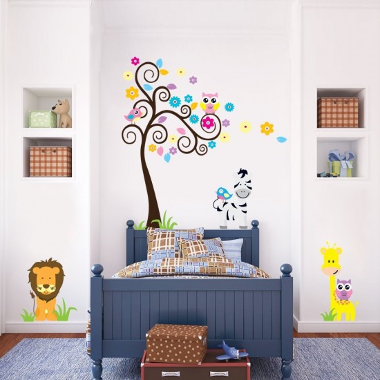 Sticker decorativ Copacelul cu animale,multicolor 120 cm,103STK Sticker decorativ Copacelul cu animale,multicolor 120 cm,103STK