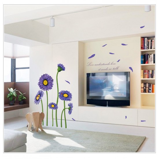 Sticker decorativ, Crizanteme albastre 178 cm, 133STK