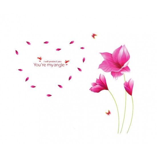 Sticker decorativ, Flori roz, 215 cm, 91STK