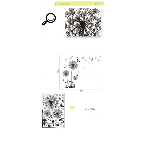 Sticker decorativ, Flower black 165 cm, 79STK