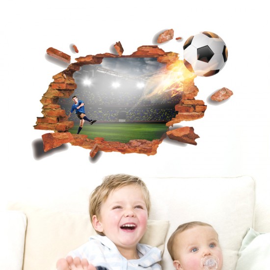 Sticker decorativ , Gaura in perete, fotbal 88 cm, 82STK