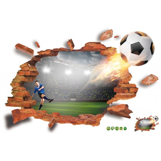 Sticker decorativ , Gaura in perete, fotbal 88 cm, 82STK