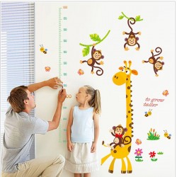 Sticker decorativ Masuratoare cu animalute,galben 145 cm, 54STK